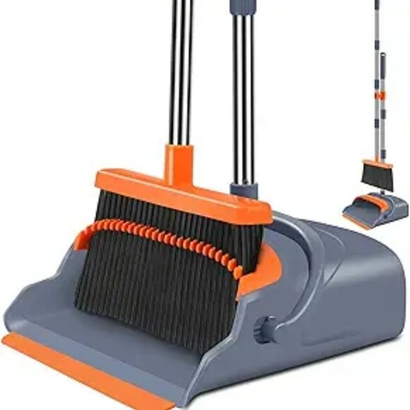 Broom and Dustpan Set Self-Cleaning with Teeth Stand Up Broom for Pets - Picture 7 of 7